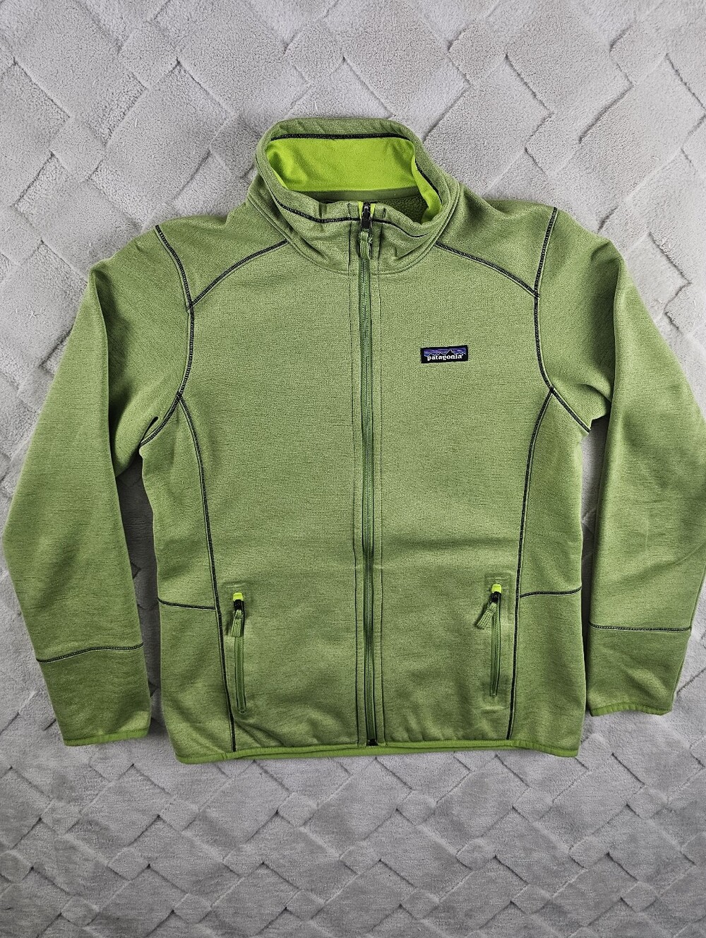 Patagonia Tech Fleece Jacket Womens Large Green Full Zip